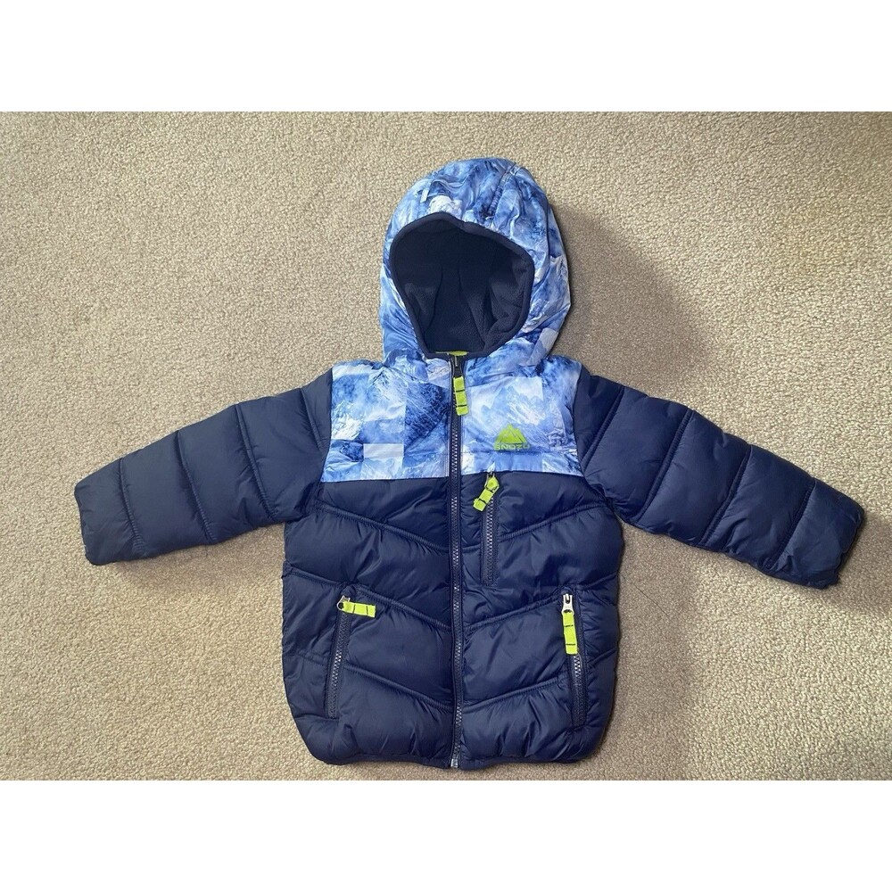 Snozu Toddler Boys Puffer Jacket Blue Mountain Print Fleece Lined Size 3T